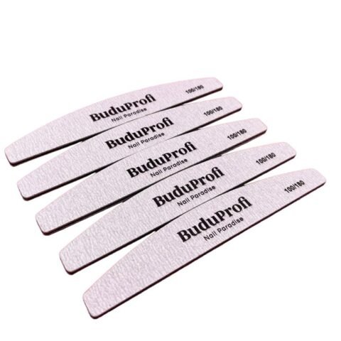 Pack de 5 Limas de Uñas, Media Luna, Doble Cara, 4 mm de Grosor.