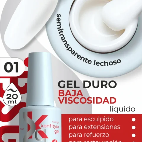 Gel duro BSG Konfithur baja viscosidad en frasco #01, 20 ml