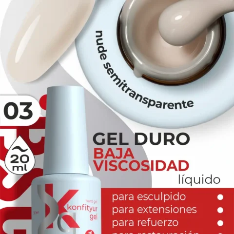 Gel duro BSG Konfithur baja viscosidad en frasco #03, 20 ml