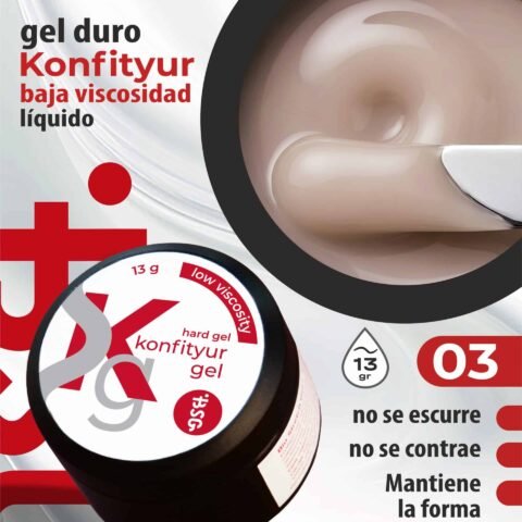 Gel duro BSG para extensiones Konfityur #03 - Ivory - BAJA VISCOSIDAD (13 g)