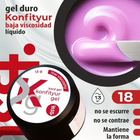 Gel duro BSG para extensiones Konfityur #18 - Orquídea clara - BAJA VISCOSIDAD (13 g)