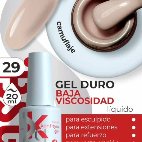 Gel duro BSG Konfithur baja viscosidad en frasco #29, 20 ml
