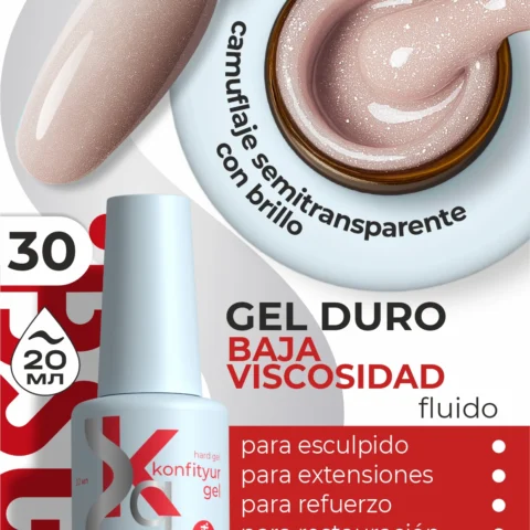 Gel duro BSG Konfithur baja viscosidad en frasco #30, 20 ml