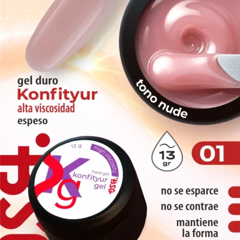 Gel duro BSG para extensiones Konfityur #01 - ALTA VISCOSIDAD (13 g)
