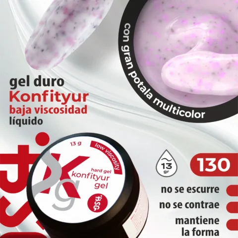 Gel duro BSG para extensiones Konfityur #130 - Colección Sumer Sundresses - BAJA VISCOSIDAD (13 g)