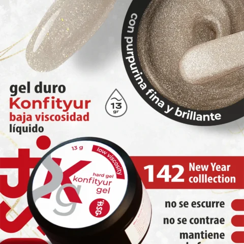 Gel duro BSG para extensiones Konfityur #142  - BAJA VISCOSIDAD (13 g)
