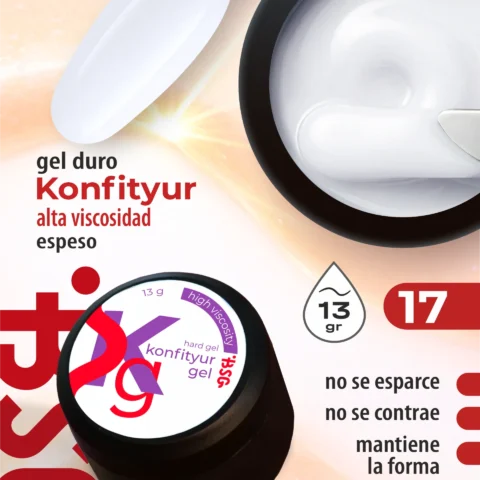 Gel duro BSG para extensiones Konfityur #17 Blanco - ALTA VISCOSIDAD (13 g)