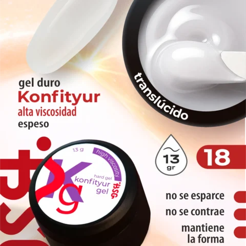 Gel duro BSG para extensiones Konfityur #18 Lechoso - ALTA VISCOSIDAD (13 g)