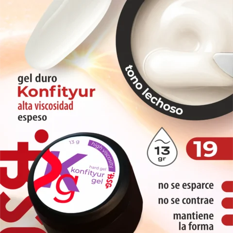 Gel duro BSG para extensiones Konfityur #19 Lechoso cálido - ALTA VISCOSIDAD (13 g)