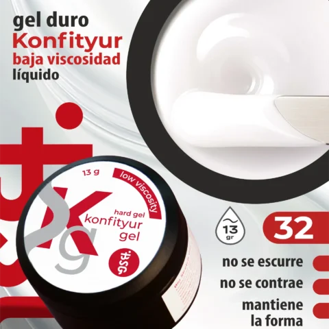 Gel duro BSG para extensiones Konfityur #32 Blanco  - BAJA VISCOSIDAD (13 g)