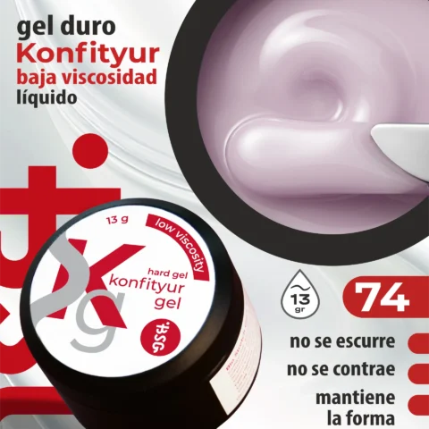 Gel duro BSG para extensiones Konfityur #74 Lechoso fluido con tono lila suave  - BAJA VISCOSIDAD (13 g)