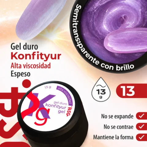 Gel duro BSG para extensiones Konfityur #13 - ALTA VISCOSIDAD (13 g)