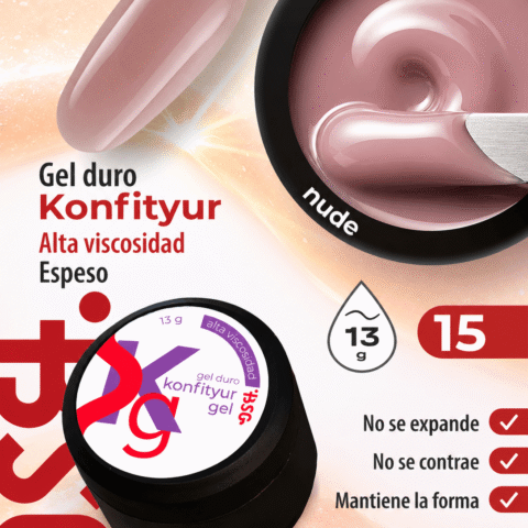 Gel duro BSG para extensiones Konfityur #15 - ALTA VISCOSIDAD (13 g)