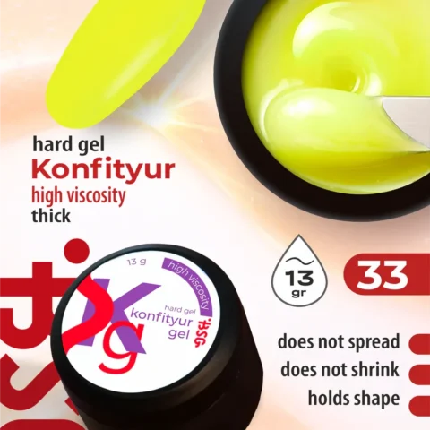 Gel duro BSG para extensiones Konfityur #33 - ALTA VISCOSIDAD (13 g)