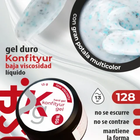Gel duro BSG para extensiones Konfityur #128 - BAJA VISCOSIDAD (13 g)