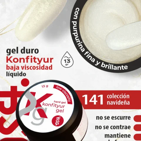 Gel duro BSG para extensiones Konfityur #141 - BAJA VISCOSIDAD (13 g)