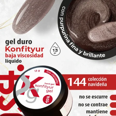 Gel duro BSG para extensiones Konfityur #144 - BAJA VISCOSIDAD (13 g)