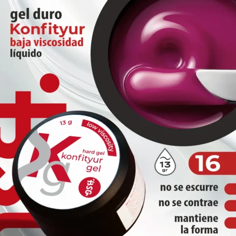 Gel duro BSG para extensiones Konfityur #16 - BAJA VISCOSIDAD (13 g)