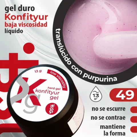 Gel duro BSG para extensiones Konfityur #49 - BAJA VISCOSIDAD (13 g)