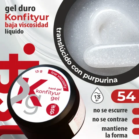 Gel duro BSG para extensiones Konfityur #54 - BAJA VISCOSIDAD (13 g)