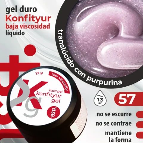 Gel duro BSG para extensiones Konfityur #57 - BAJA VISCOSIDAD (13 g)