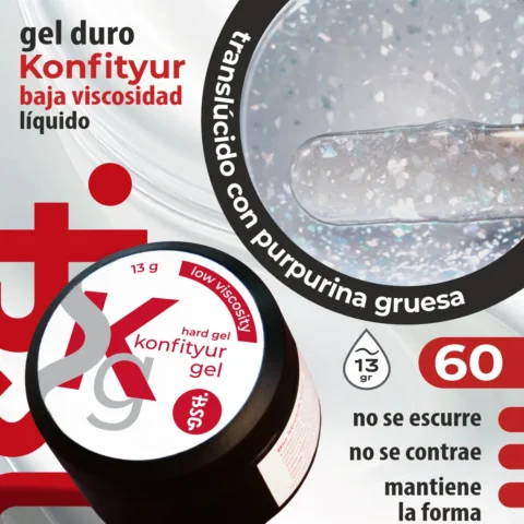Gel duro BSG para extensiones Konfityur #60 - BAJA VISCOSIDAD (13 g)