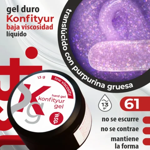 Gel duro BSG para extensiones Konfityur #61 - BAJA VISCOSIDAD (13 g)