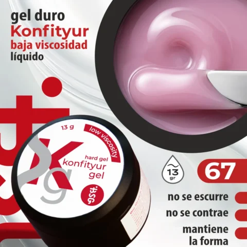 Gel duro BSG para extensiones Konfityur #67 - BAJA VISCOSIDAD (13 g)