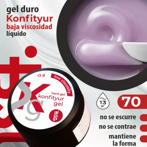 Gel duro BSG para extensiones Konfityur #70 - BAJA VISCOSIDAD (13 g)
