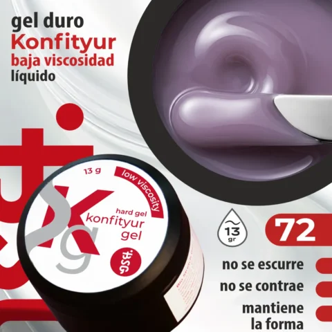 Gel duro BSG para extensiones Konfityur #72 - BAJA VISCOSIDAD (13 g)