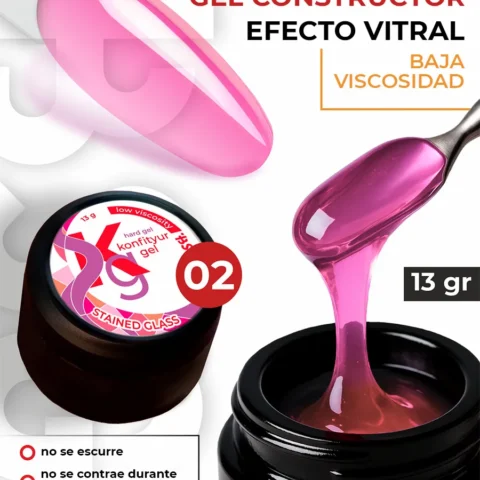 Gel duro BSG para extensiones Konfityur Stained Glass #02 – BAJA VISCOSIDAD (13 g)