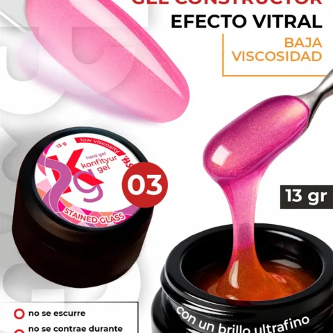 Gel duro BSG para extensiones Konfityur Stained Glass #03 – BAJA VISCOSIDAD (13 g)