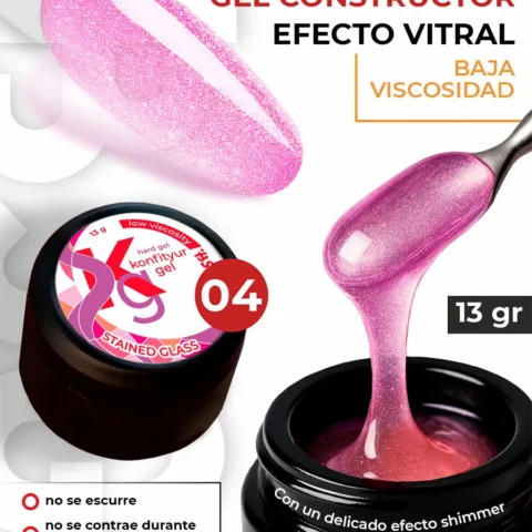 Gel duro BSG para extensiones Konfityur Stained Glass #04 – BAJA VISCOSIDAD (13 g)