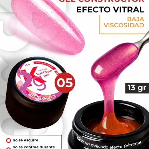 Gel duro BSG para extensiones Konfityur Stained Glass #05 – BAJA VISCOSIDAD (13 g)