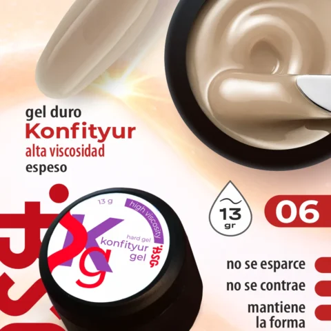 Gel duro BSG para extensiones Konfityur #06 – ALTA VISCOSIDAD (13 g)