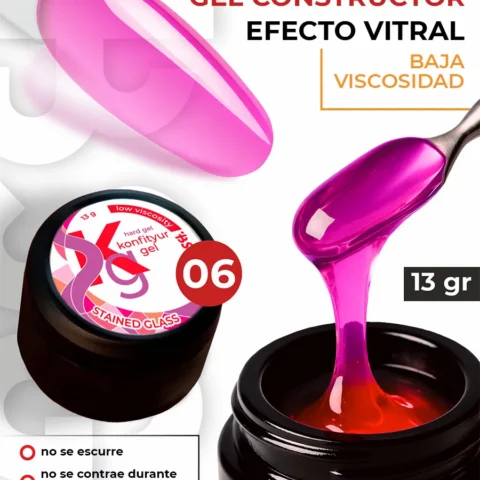 Gel duro BSG para extensiones Konfityur Stained Glass #06 – BAJA VISCOSIDAD (13 g)