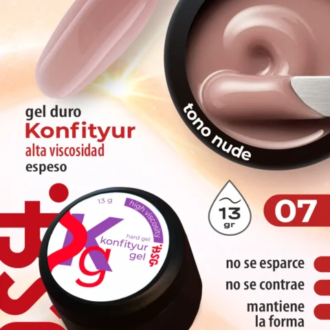 Gel duro BSG para extensiones Konfityur #07 – ALTA VISCOSIDAD (13 g)
