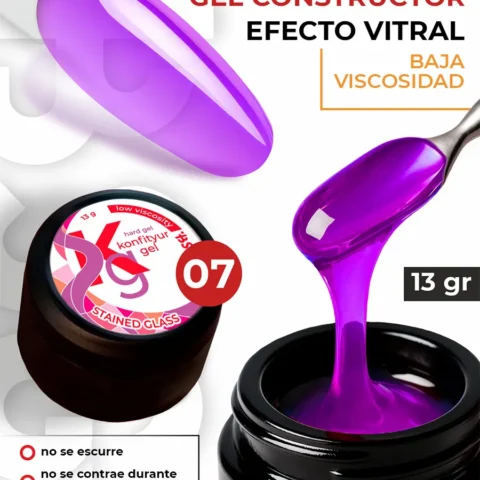 Gel duro BSG para extensiones Konfityur Stained Glass #07 – BAJA VISCOSIDAD (13 g)