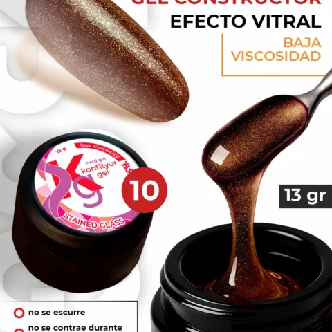 Gel duro BSG para extensiones Konfityur Stained Glass #10 – BAJA VISCOSIDAD (13 g)