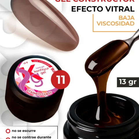 Gel duro BSG para extensiones Konfityur Stained Glass #11 – BAJA VISCOSIDAD (13 g)