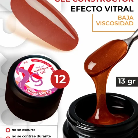 Gel duro BSG para extensiones Konfityur Stained Glass #12 – BAJA VISCOSIDAD (13 g)