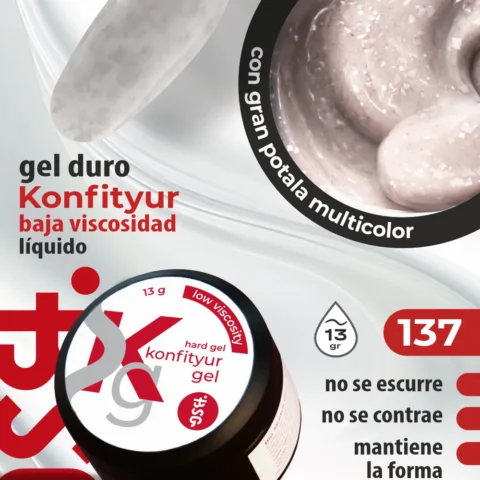 Gel duro BSG para extensiones Konfityur #137 – BAJA VISCOSIDAD (13 g)