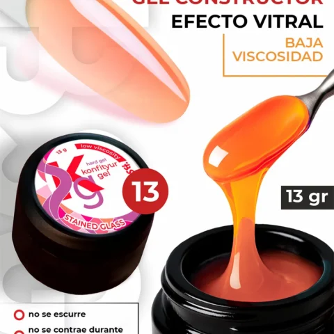 Gel duro BSG para extensiones Konfityur Stained Glass #13 – BAJA VISCOSIDAD (13 g)