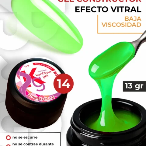 Gel duro BSG para extensiones Konfityur Stained Glass #14 – BAJA VISCOSIDAD (13 g)