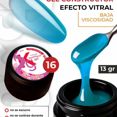 Gel duro BSG para extensiones Konfityur Stained Glass #16 – BAJA VISCOSIDAD (13 g)