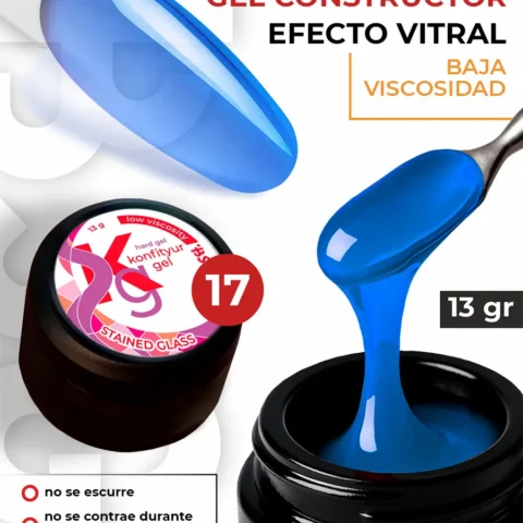 Gel duro BSG para extensiones Konfityur Stained Glass #17 – BAJA VISCOSIDAD (13 g)