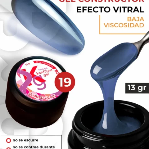 Gel duro BSG para extensiones Konfityur Stained Glass #19 – BAJA VISCOSIDAD (13 g)