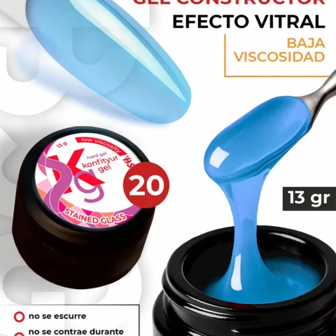 Gel duro BSG para extensiones Konfityur Stained Glass #20 – BAJA VISCOSIDAD (13 g)