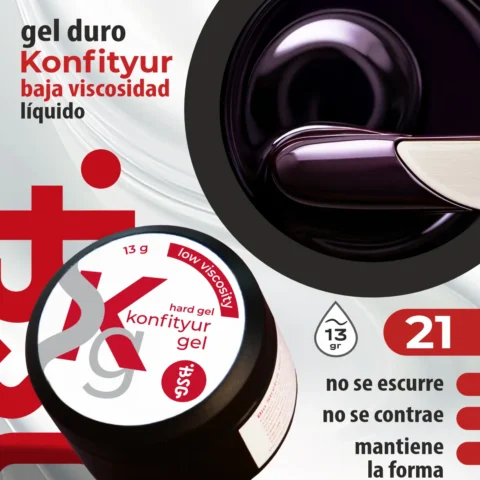 Gel duro BSG para extensiones Konfityur #21 – BAJA VISCOSIDAD (13 g)