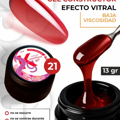 Gel duro BSG para extensiones Konfityur Stained Glass #21 – BAJA VISCOSIDAD (13 g)